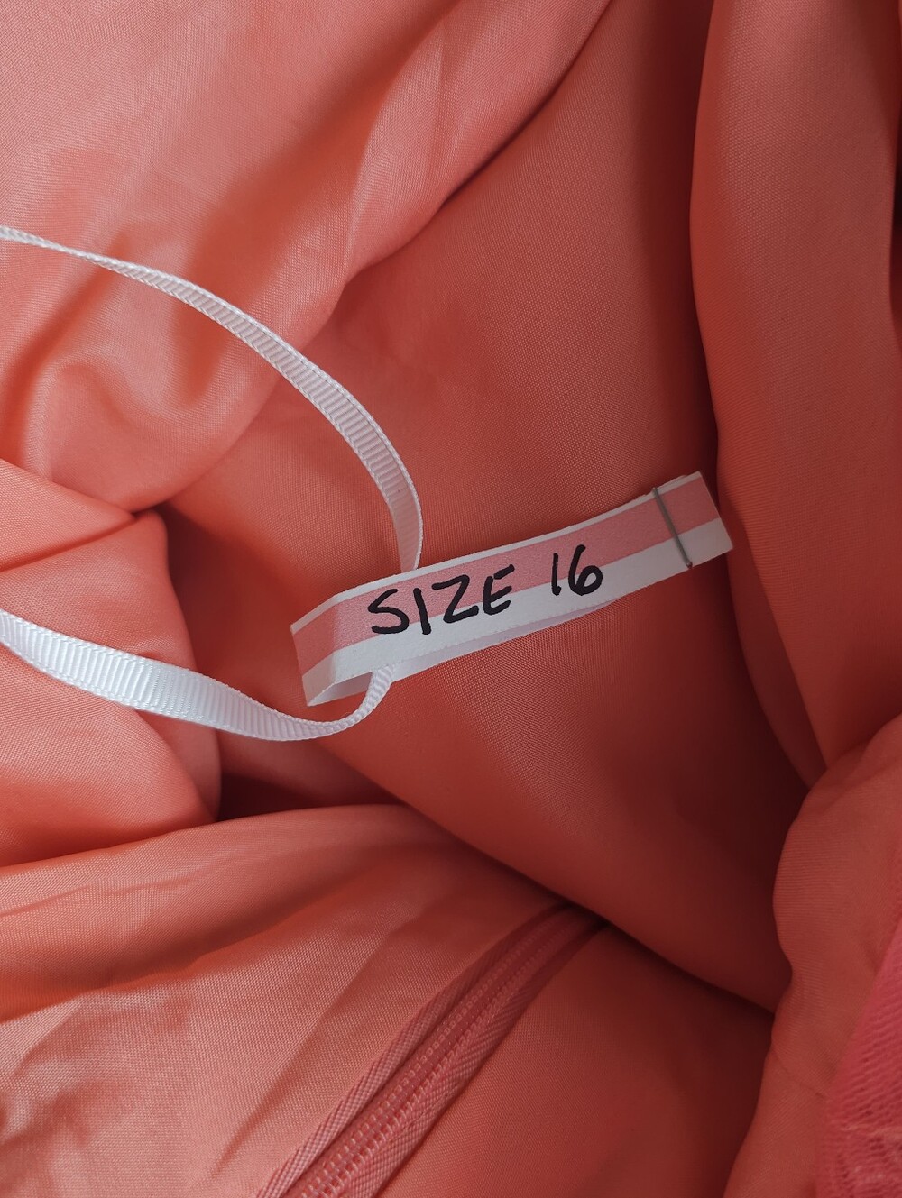 Coral Lace Mini Prom Dress Size 16 Chiffon Overskirt Train NWOT - Picture 12 of 13